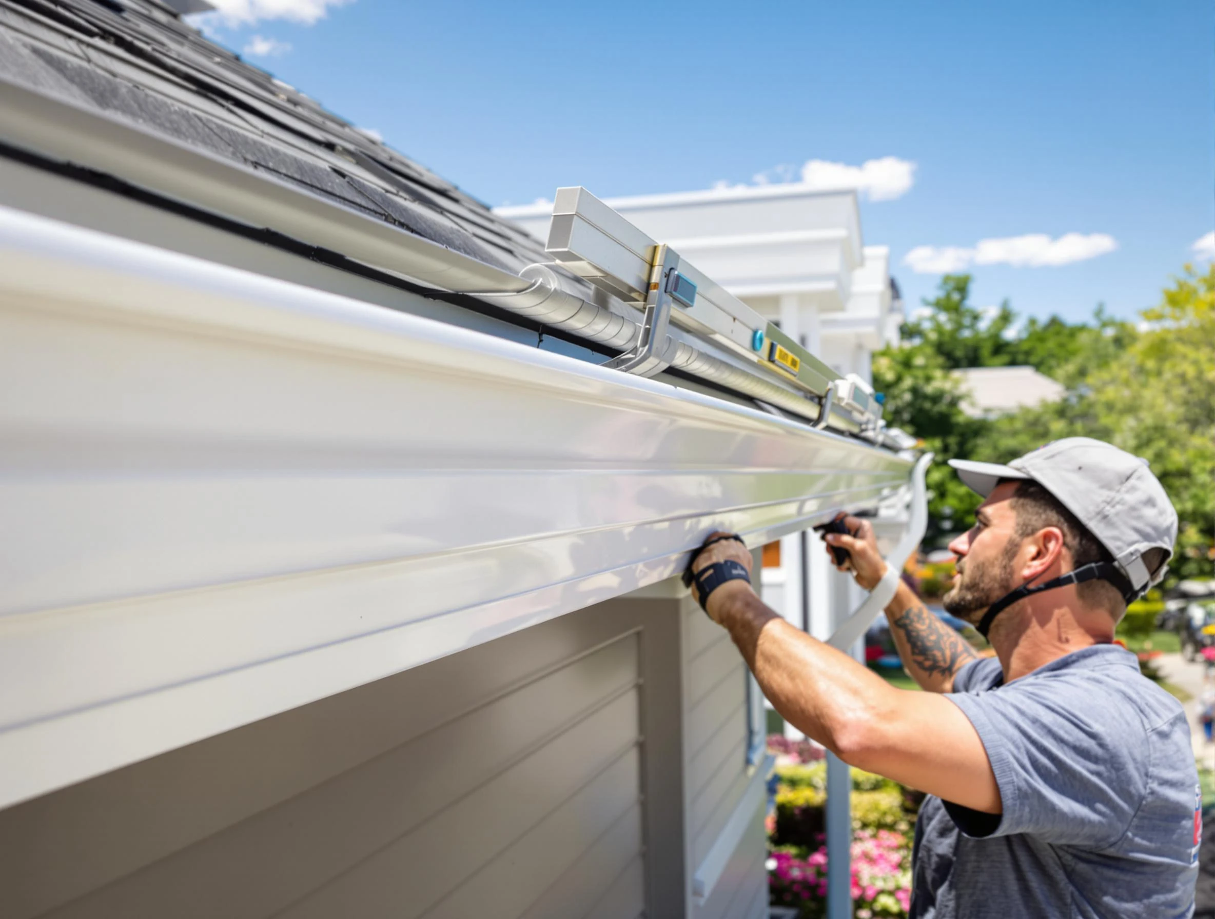 Newly installed gutters by Avon Roofing Company for a home in Avon, OH